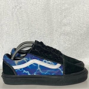 Vans Womens Old Skool Lightning Blue/Black Suede Canvas Sneakers Shoes SZ US 6.5